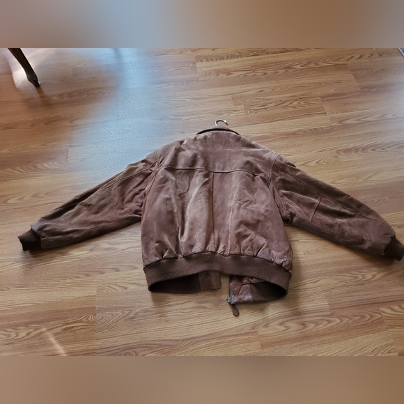 Men's Brown SUEDE lined jacket- Bomer style - Picture 7 of 9